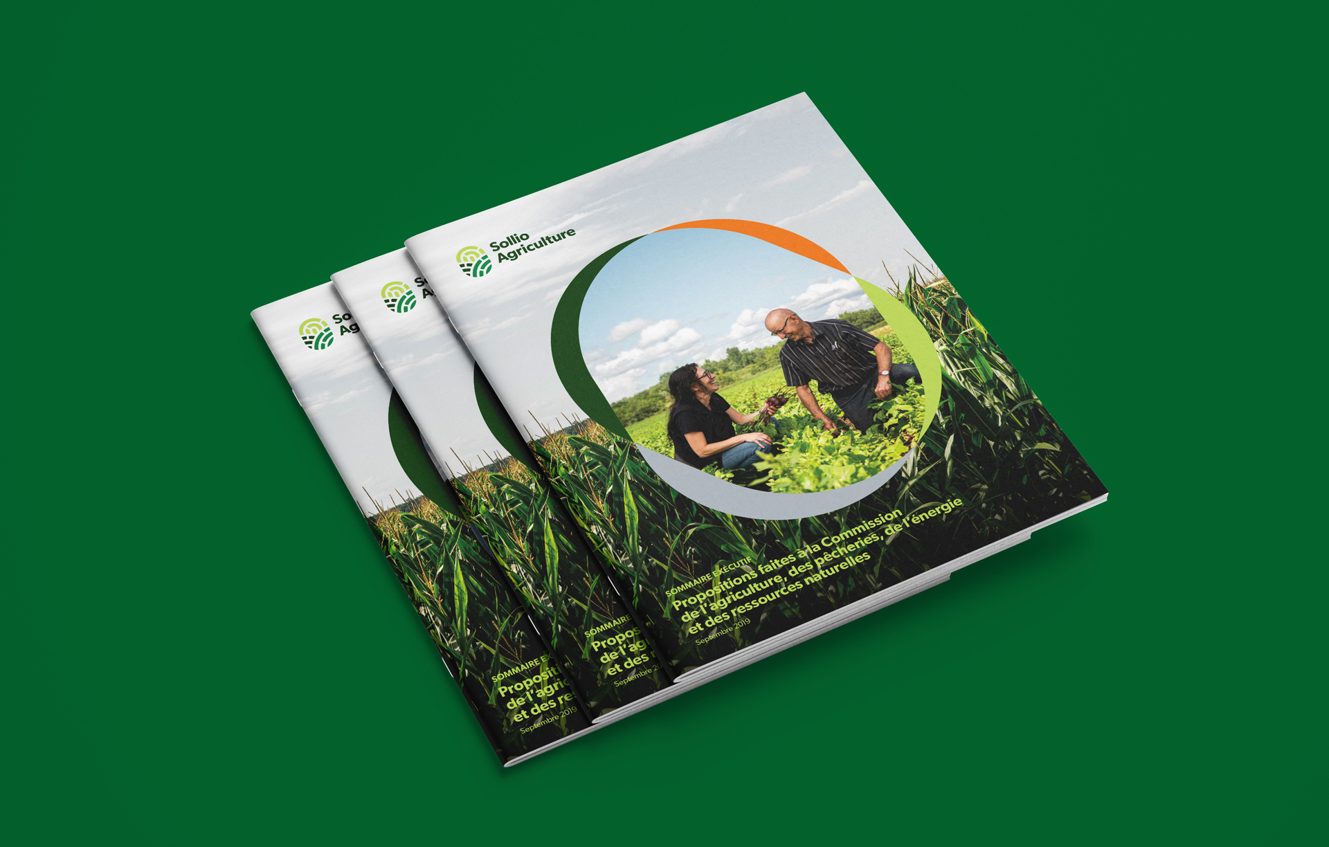 layout mockup of cover of annual report of Sollio Agriculture
