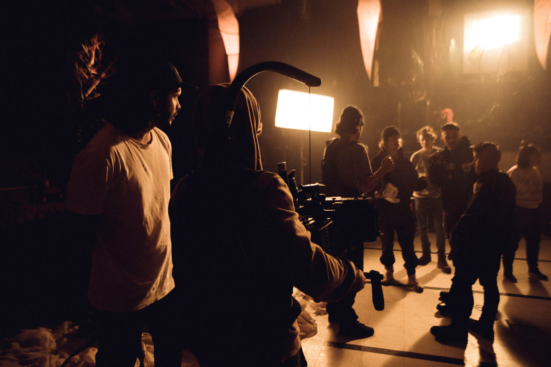 group shot of stage in behind the scenes of TV series La Loi C'est La Loi filmed by Les Gamins for TV5 Unis