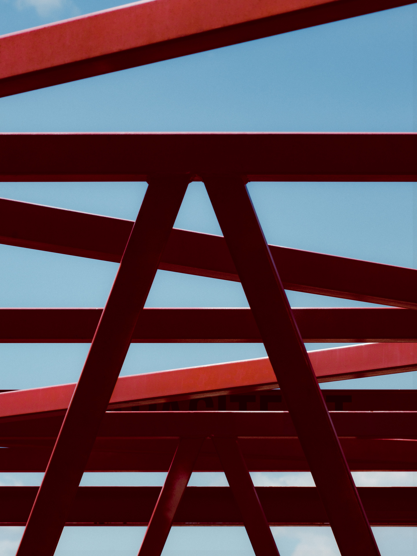 geometric architecture of red steel by Alexi Hobbs for Port of Montreal with Ogilvy