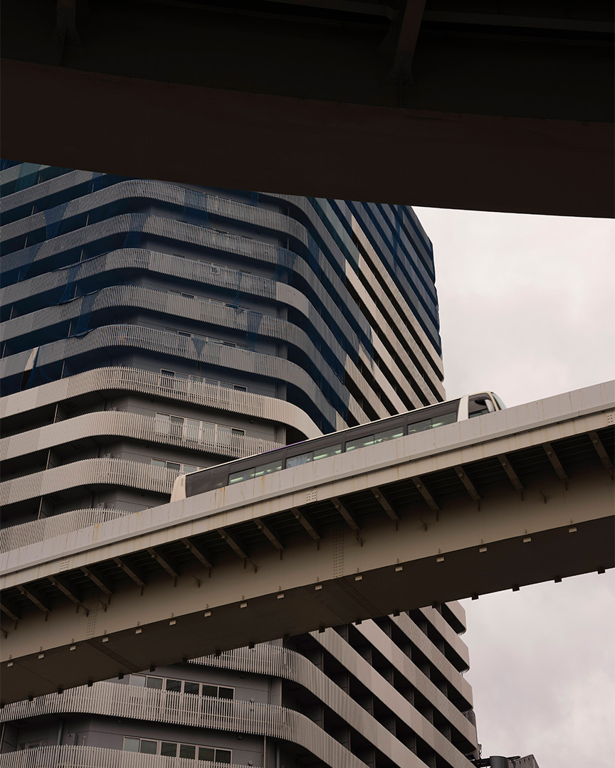 bus on overpass shot by Maxyme G. Delisle for Jean-Paul Fortin’s Autumn 2019 Lookbook