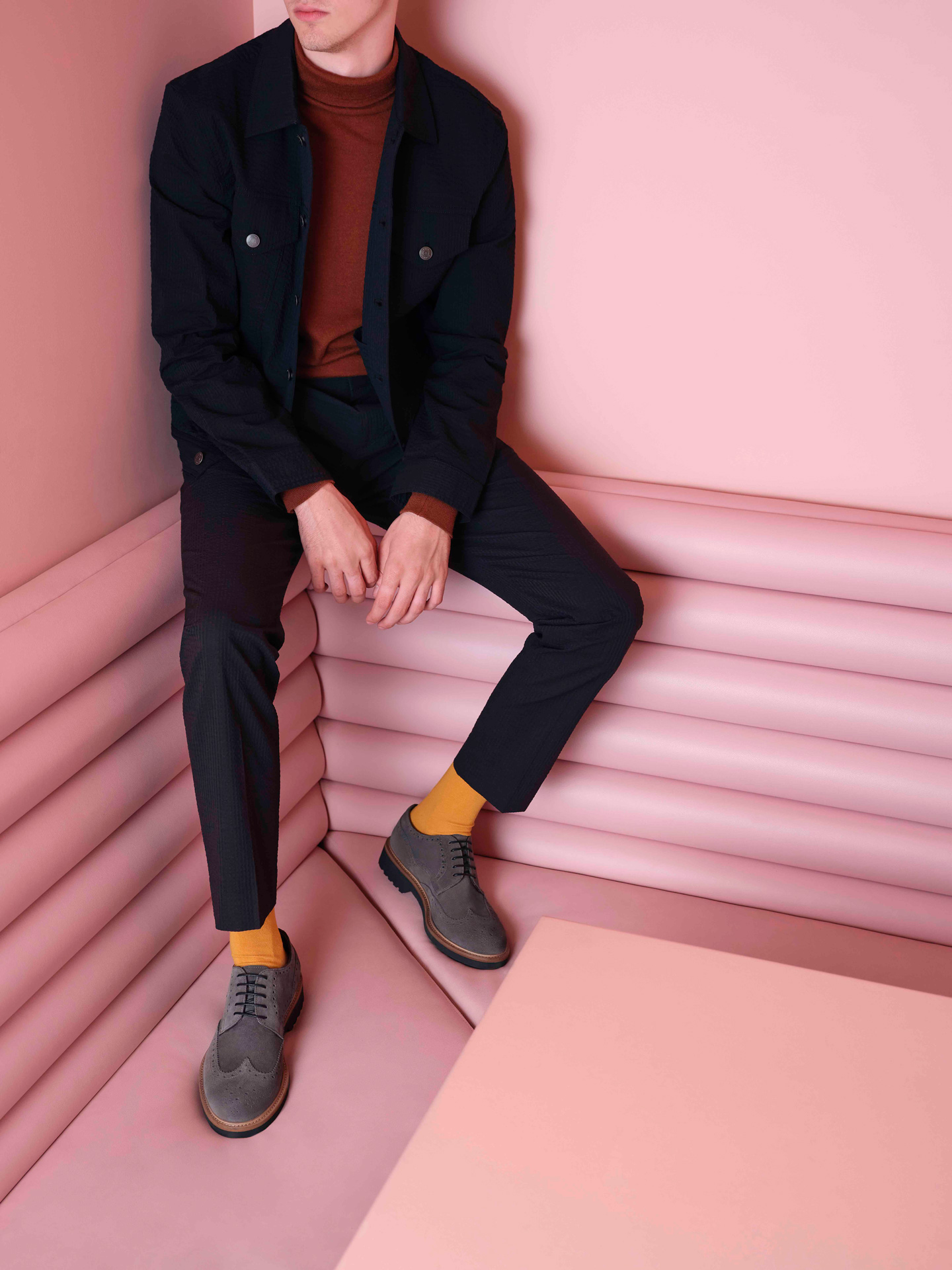 shot of model wearing Jean-Paul Fortin’s shoes by Maxyme G. Delisle for Jean-Paul Fortin’s Autumn 2019 Lookbook