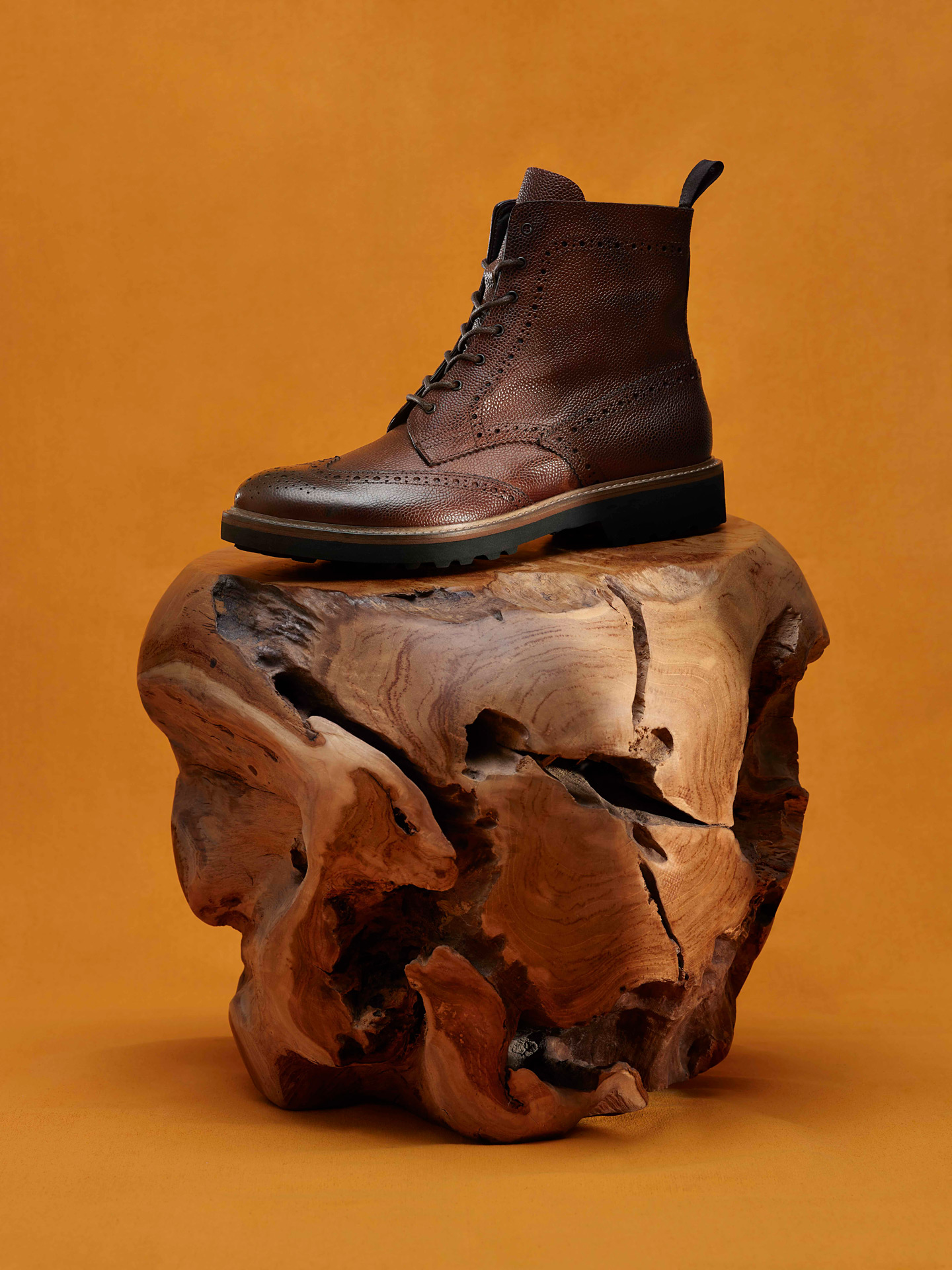 brown leather boot by Maxyme G. Delisle for Jean-Paul Fortin’s Autumn 2019 Lookbook