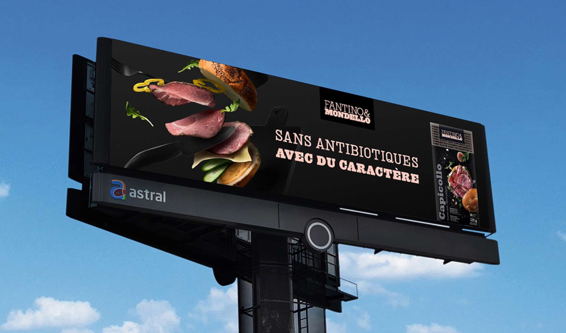 capicollo ham ad on billboard photographed by Mathieu Lévesque for Fantino & Mondello with Rethink agency