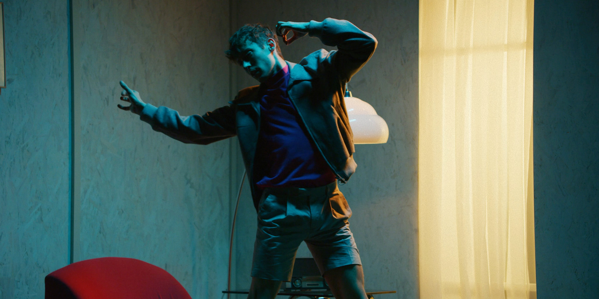 male dancer in soft green ambiance by Simon Duhamel for NYCM by Fabrikate