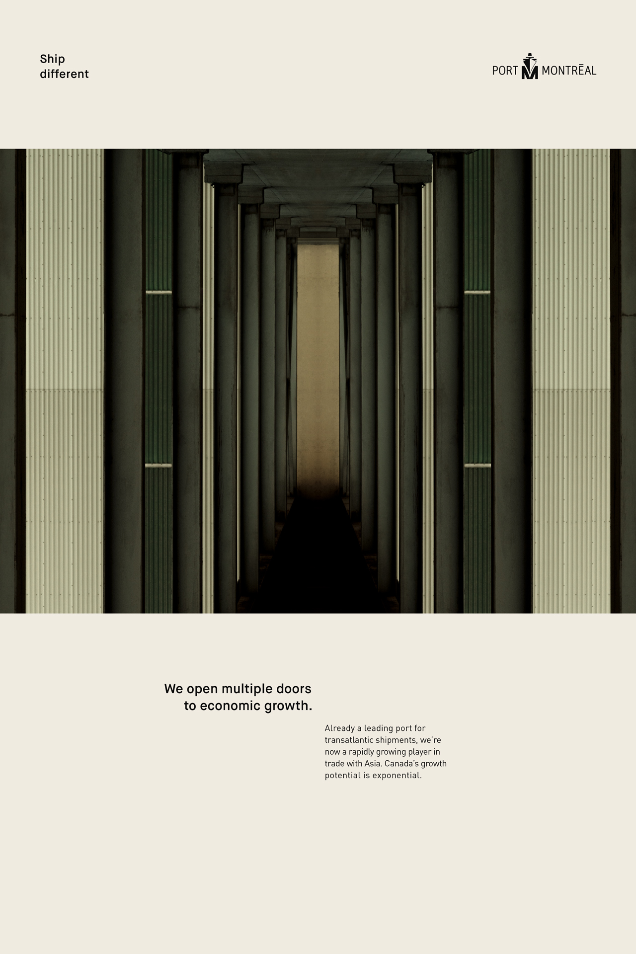 layout of advertising poster for Port of Montreal by Alexi Hobbs in collaboration with Ogilvy