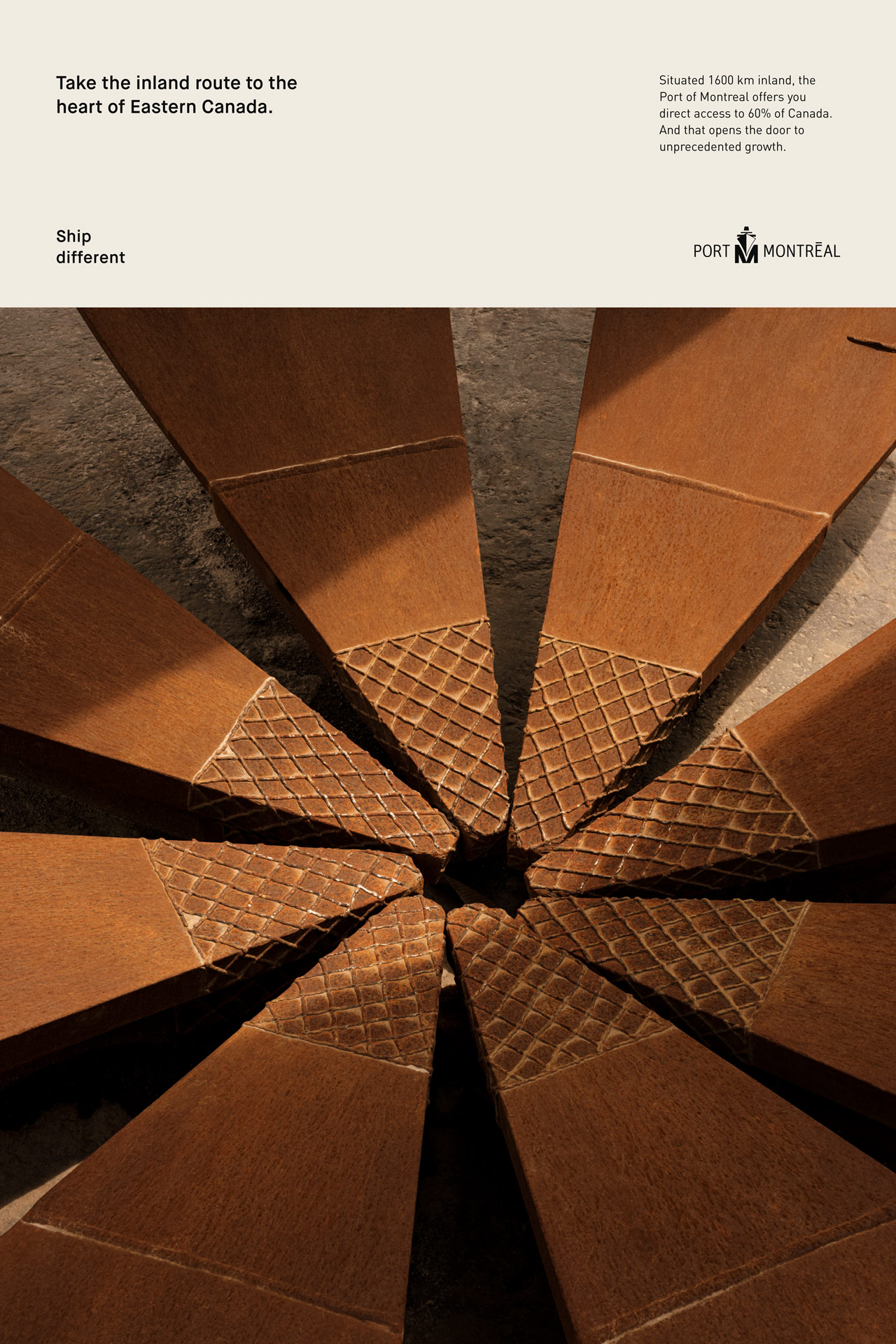 layout of advertising poster for Port of Montreal by Alexi Hobbs in collaboration with Ogilvy