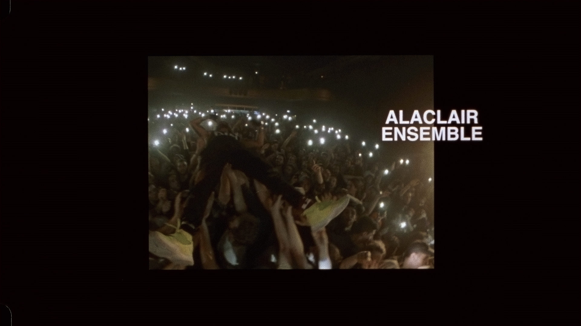 Alaclair Ensemble singer crowdsurfing while singing for L'Osstidfilm documentary filmed by Vincent Ruel-Cote from Les Gamins about L'Osstidtour
