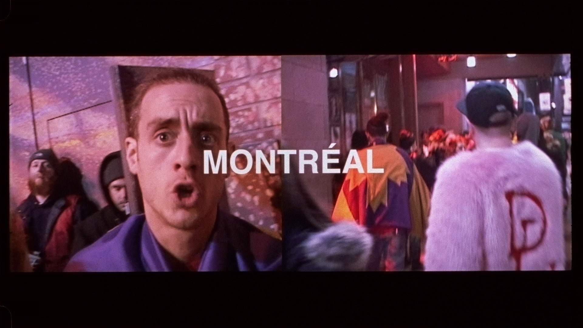 Alaclair Ensemble bandmates being silly in front of camera while entering show space in Montreal for L'Osstidfilm documentary filmed by Vincent Ruel-Cote from Les Gamins about L'Osstidtour