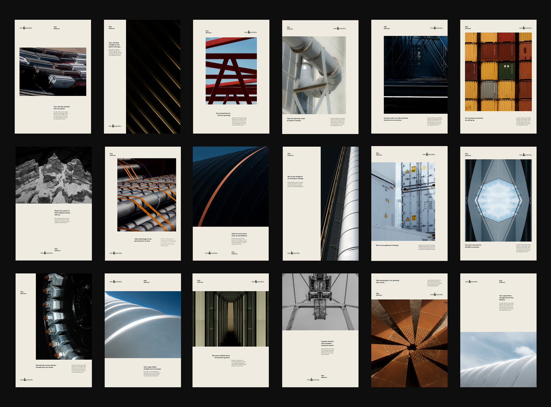 layout of Port of Montreal's ad campaign posters